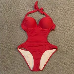 Red monokini one piece